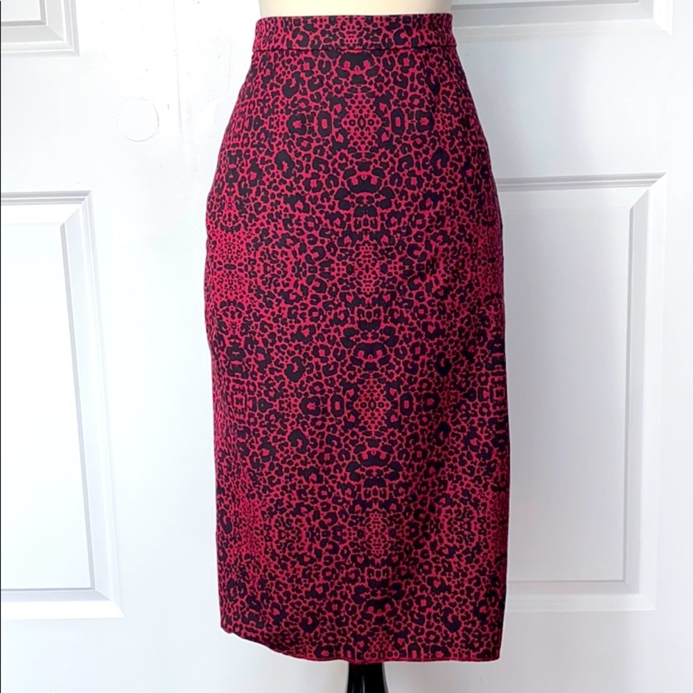 Halogen red leopard pencil skirt